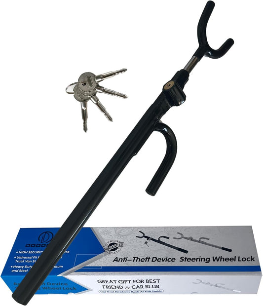 Steering Wheel Lock Anti-Theft car Device Car Wheel Locks Heavy Duty Vehicle Security Steering Wheel Lock for Truck Car Vehicles Van Lorry SUV with 4 Keys, Elongated Length MAX 30.5“ Black