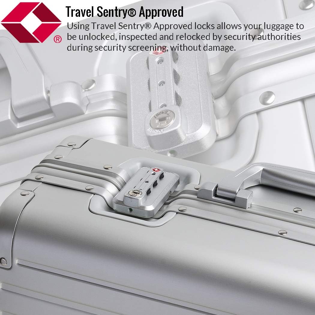 28-inch Aluminum Checked Suitcase: Silver - Full Metal Shell - Crush-Resistant & Burst-Proof, TSA Lock & Spinner Wheels for Business Travel - Men Women