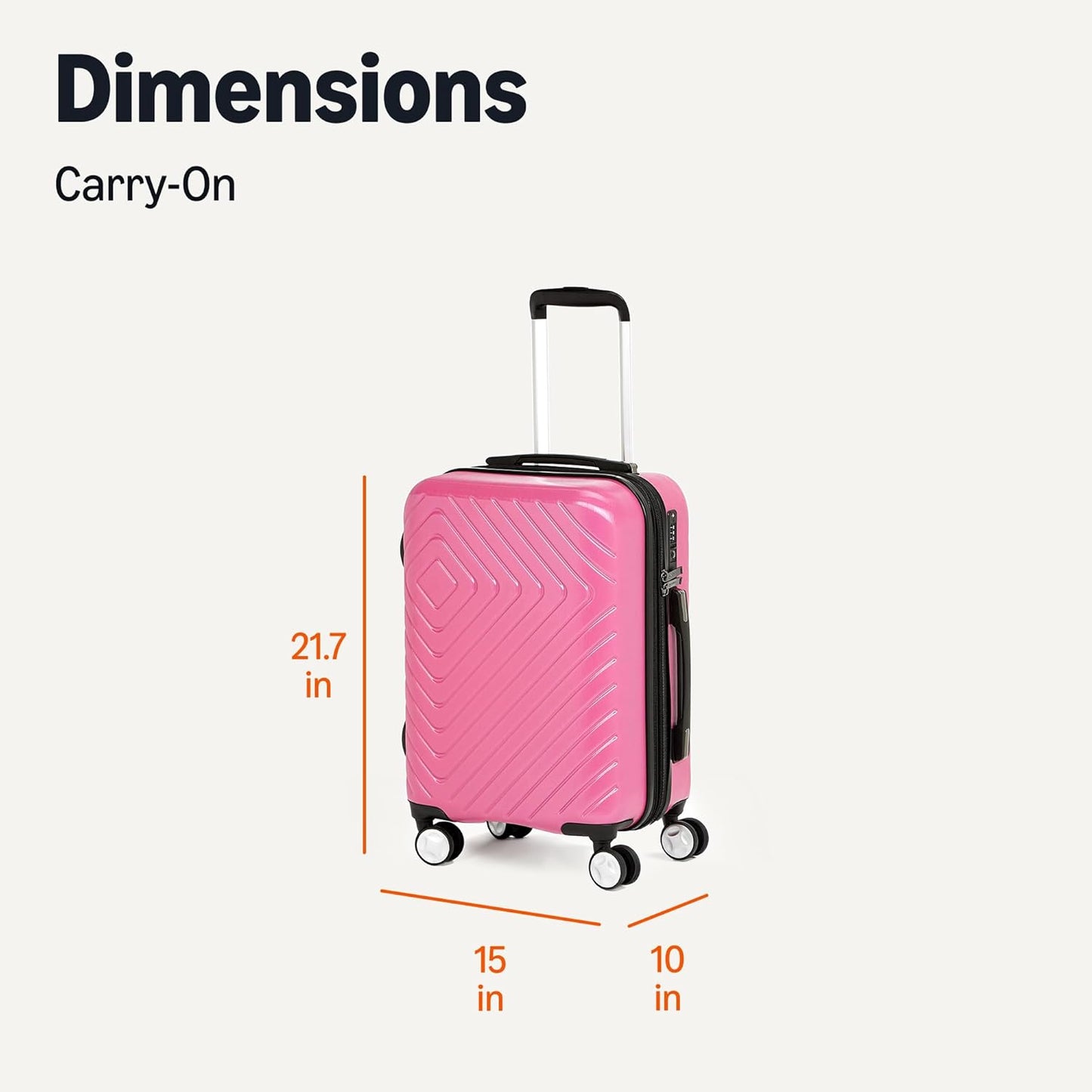 Amazon Basics 21" Hardside Carry-On Luggage with TSA Lock, Hardshell Suitcase With Wheels, Expandable For 25% More Capacity, With Scratch-Resistant Geometric Surface, 4 Multi-directional Wheels, Pink