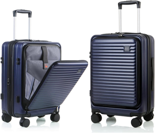 Carry On Luggage Airline Approved, 20 Inch Expandable PC Hardside Lightweight Suitcases with Spinner Wheels and TSA Lock (Dark Blue, 20 Inch)