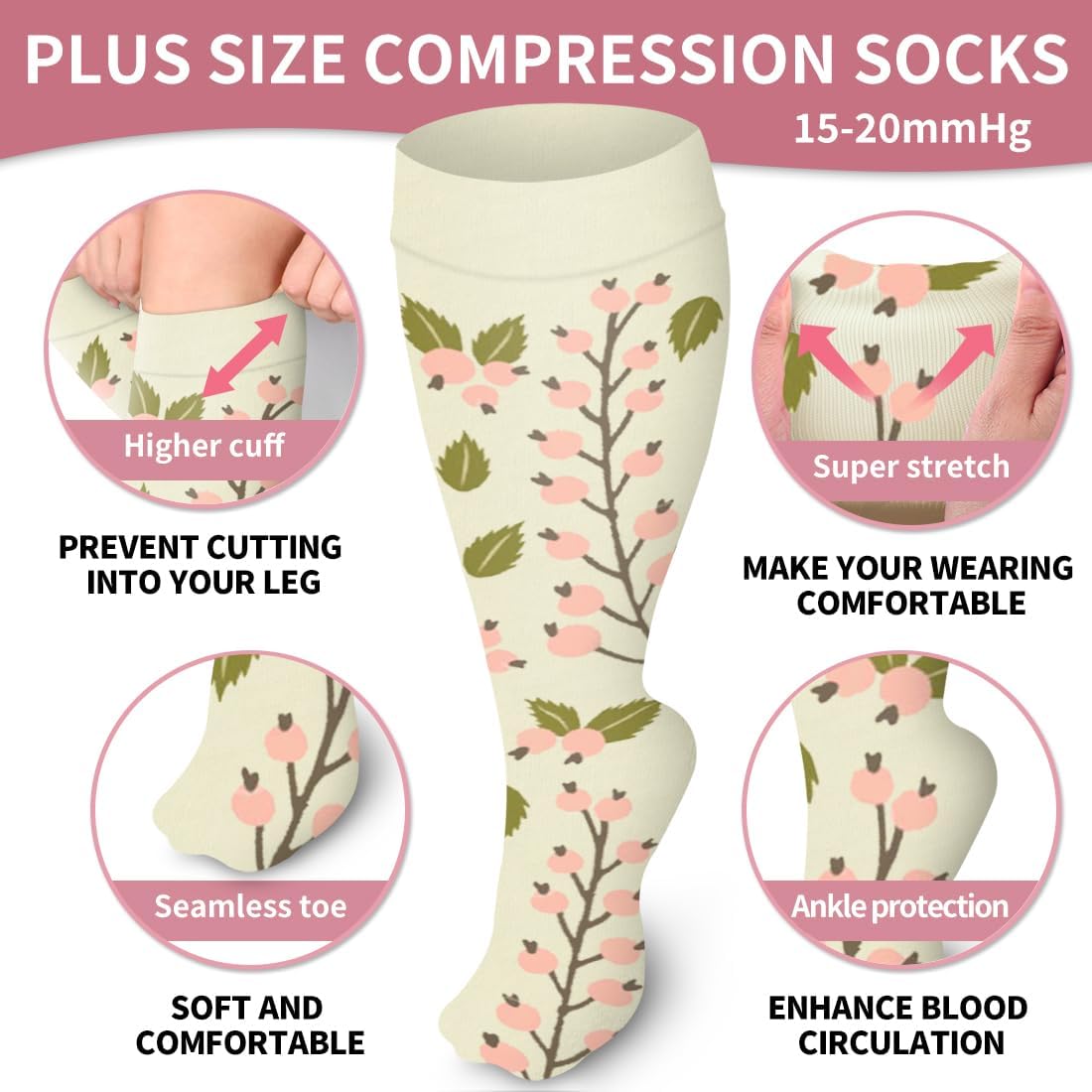 Laite Hebe Plus Size Compression Socks for Women and Men-3 pairs Wide Calf Knee High Support for Circulation