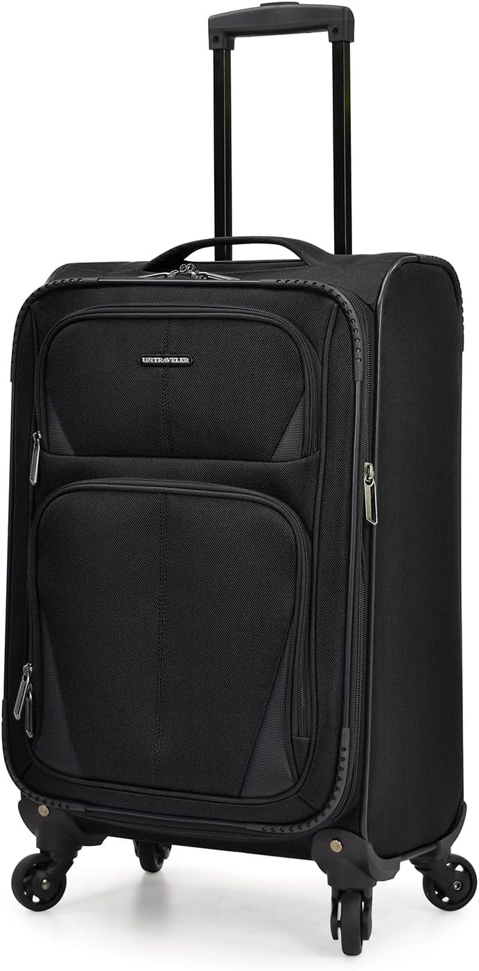 U.S. Traveler Aviron Bay Expandable Softside Luggage With Spinner Wheels, Black, Carry-on 23-Inch