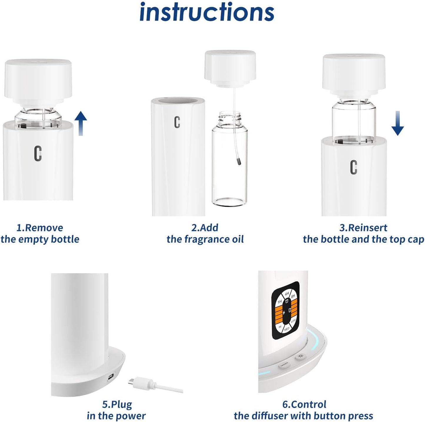 Waterless Scent Diffuser – 1200 Sq Ft Coverage, Essential Oil Diffuser with Remote Control, Quiet Aromatherapy Diffuser with LED Light & Timer, Scent Air Machine for Home, Office, Hotel