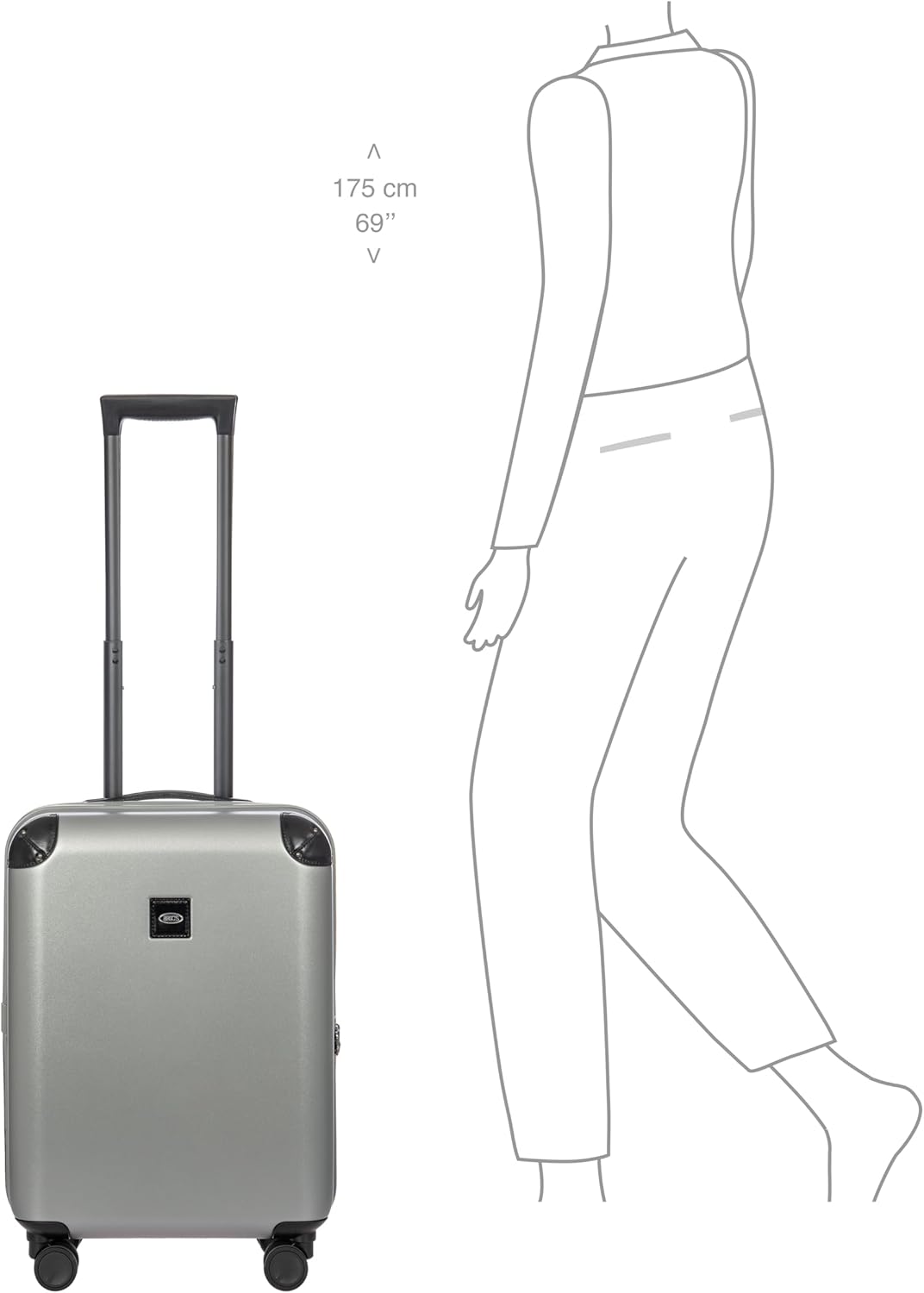 Bric's Amalfi Suitcase, Lightweight Expandable Hard Shell Luggage with Smooth 360° Wheels and TSA Lock 21" - Silver