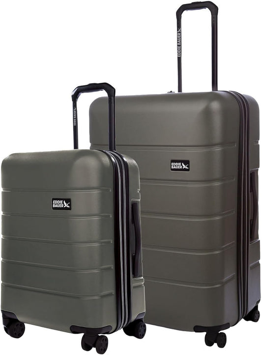 Eddie Bauer Glacier Hardside Spinner Durable PC/ABS Construction 2-Piece Set Suitcase Luggage, Sprig