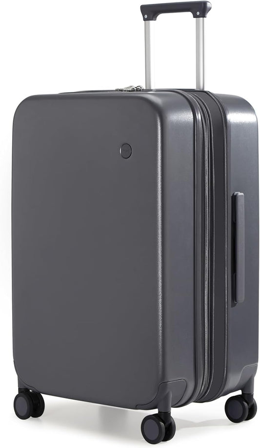 mixi 24 Inch Large Expandable Checked Luggage Suitcase with Spinner Wheels, Hardside Rolling Travel Suitcase PC with TSA Lock, Rock Gray