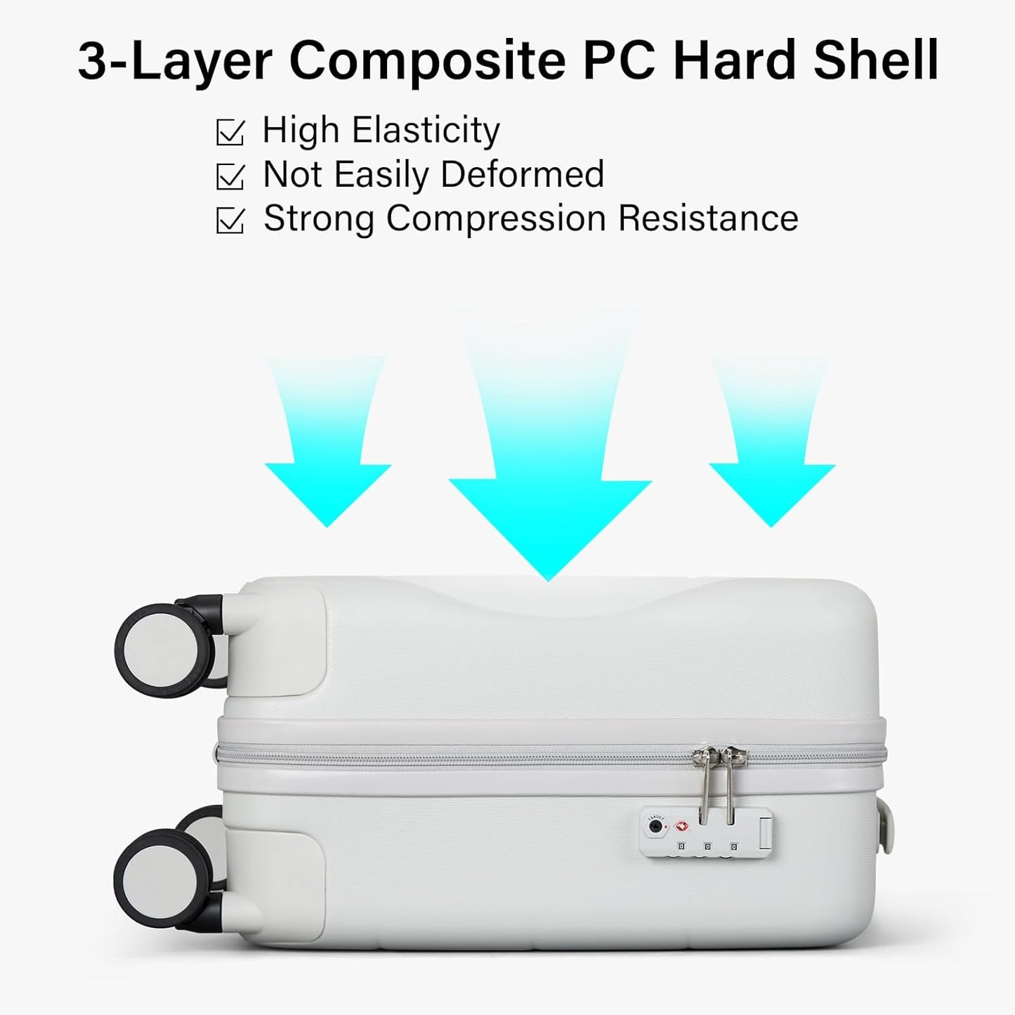 Hanke 16 Inch Underseat Carry On Luggage with Spinner Wheels Hard Shell Suitcases Mini Small Carry On Bag for Airline Approved TSA Luggage Lightweight Travel Suit Case(Smoke White)