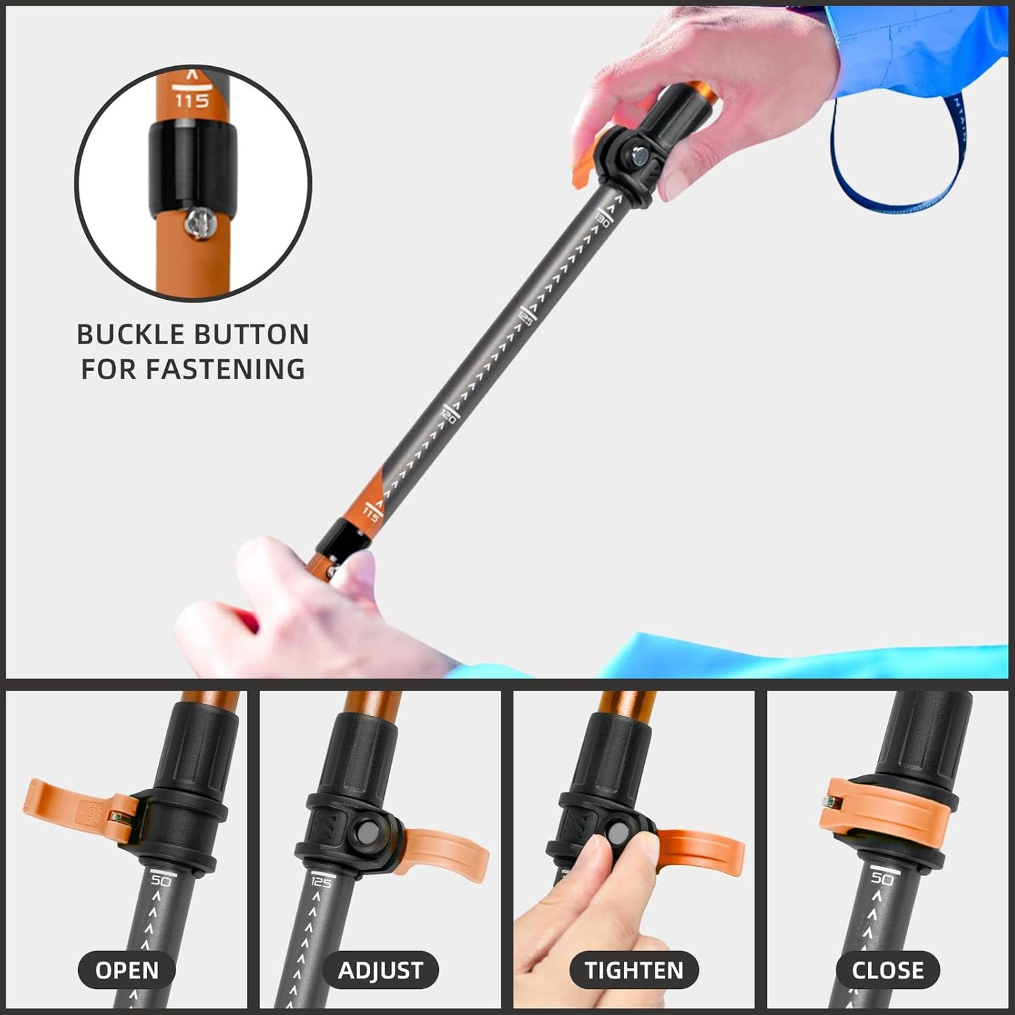 Trekking Poles, Collapsible Hiking Poles,Lightweight and Compact Walking Sticks with Adjustable Height for Men and Women