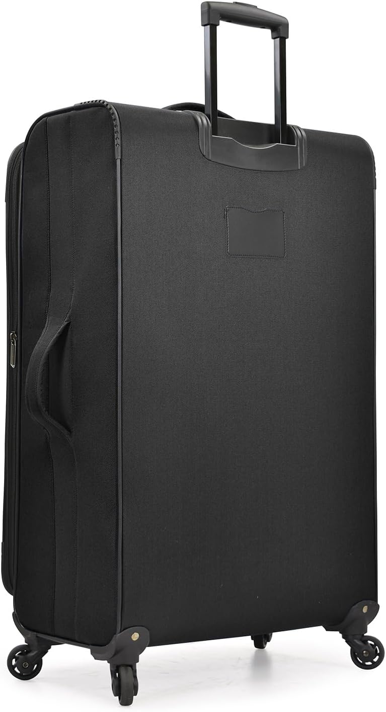 U.S. Traveler Aviron Bay Expandable Softside Luggage with Spinner Wheels, Black, Large 30-Inch