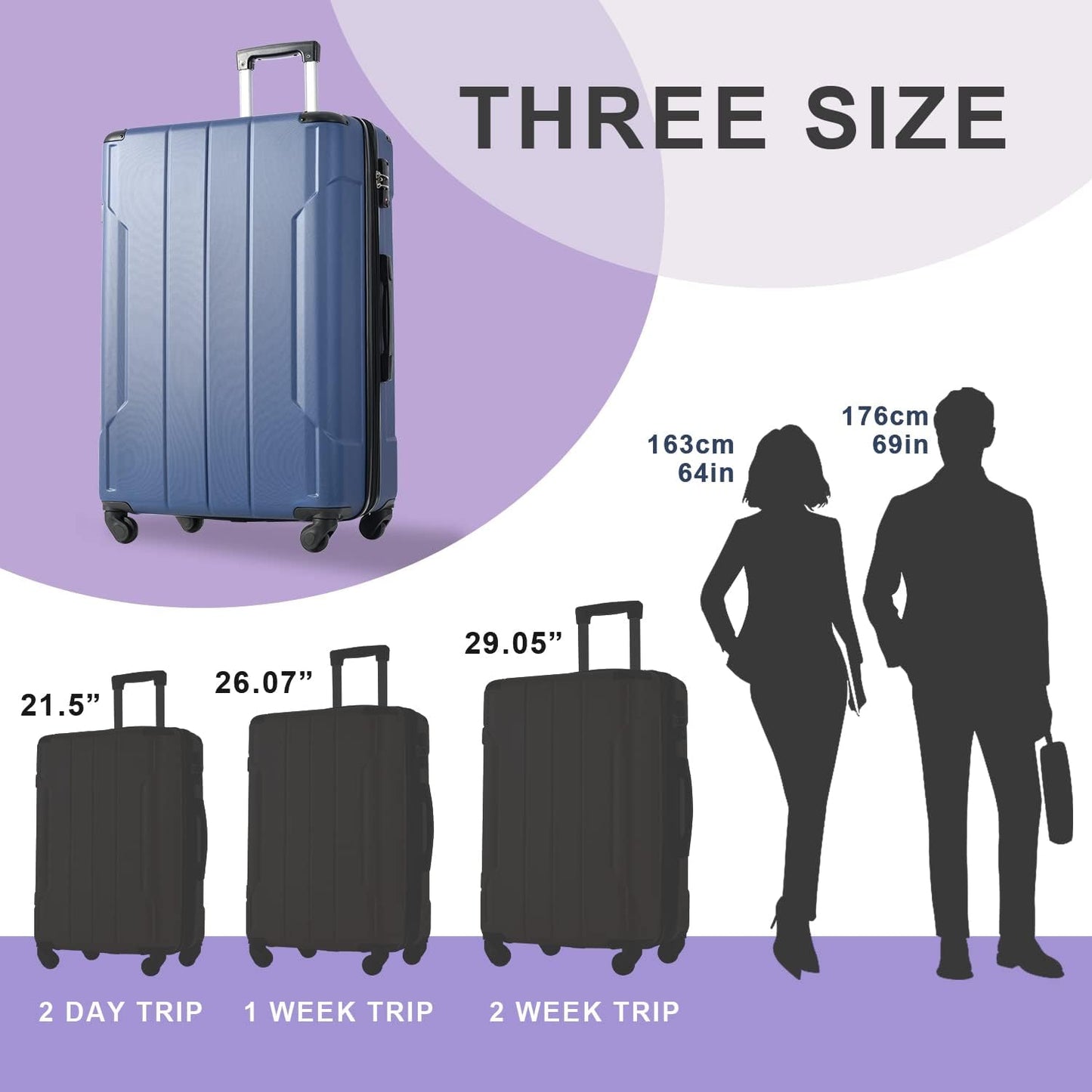 Merax 28 Inch Checked-Large Luggage with Wheels Aluminum Alloy Corner Hard Shell Suitcase TSA Luggage Suitcases for Travel Woman Men(Blue)