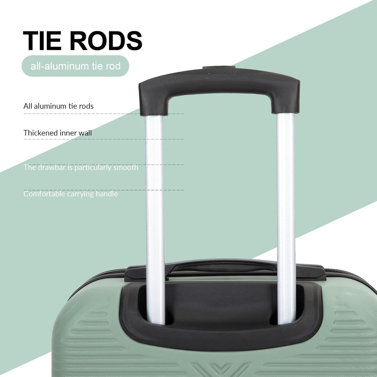 Luggage 4 Piece Set, Hardshell ABS Suitcase Set with Double Spinner Wheels, Lightweight Suitcase, Carry On and Checked Travel Luggage, Olive Green