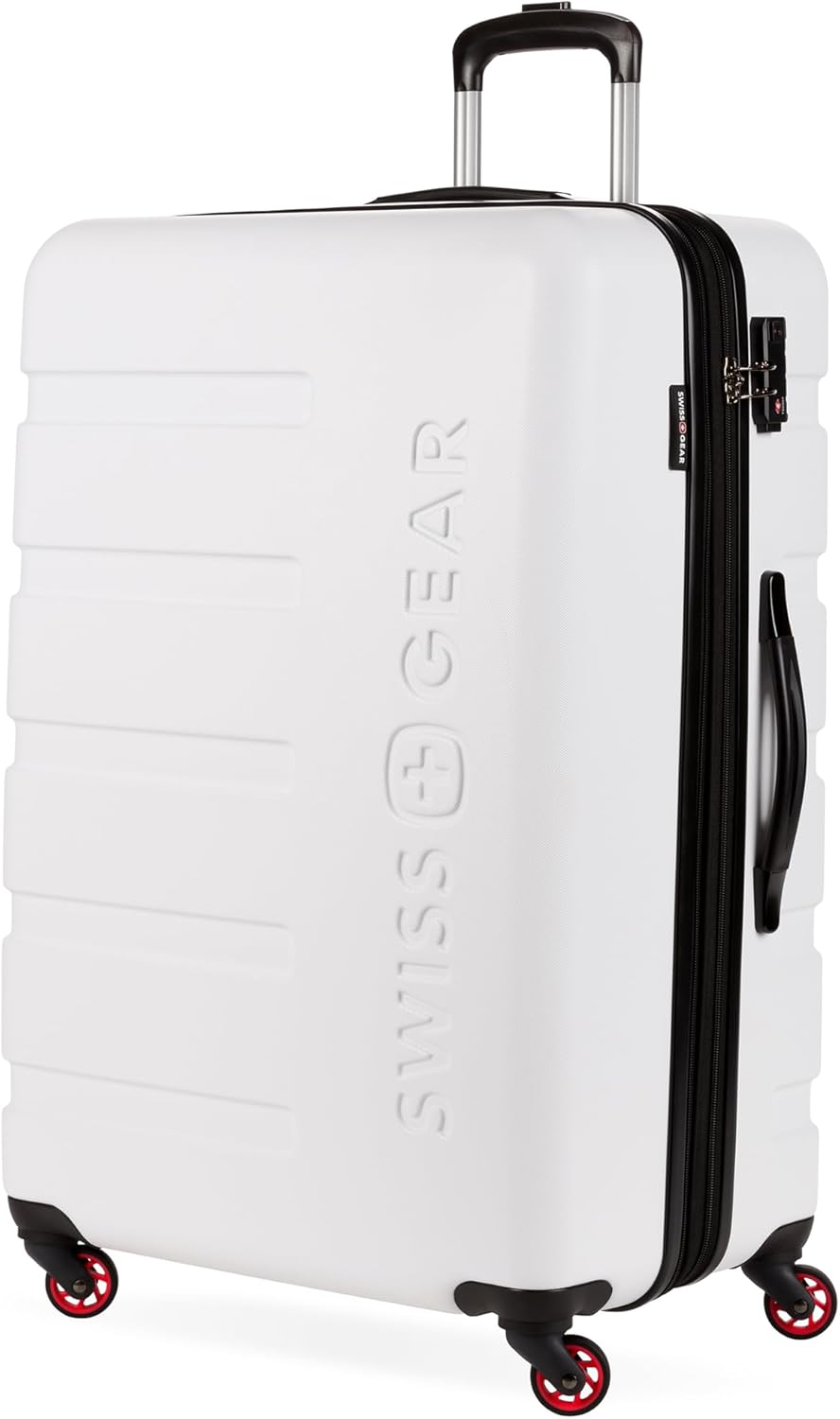 SwissGear 7366 Signature Hardside Expandable Luggage with Spinner Wheels, TSA Lock, White, Checked-Large 27-Inch