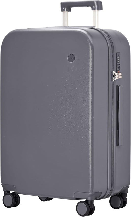 mixi Luggage Suitcase with Spinner Wheels, Hardside Rolling Suitcase PC with Cover & TSA Lock Lightweight Travel Case 28in Checked in, Rock Gray