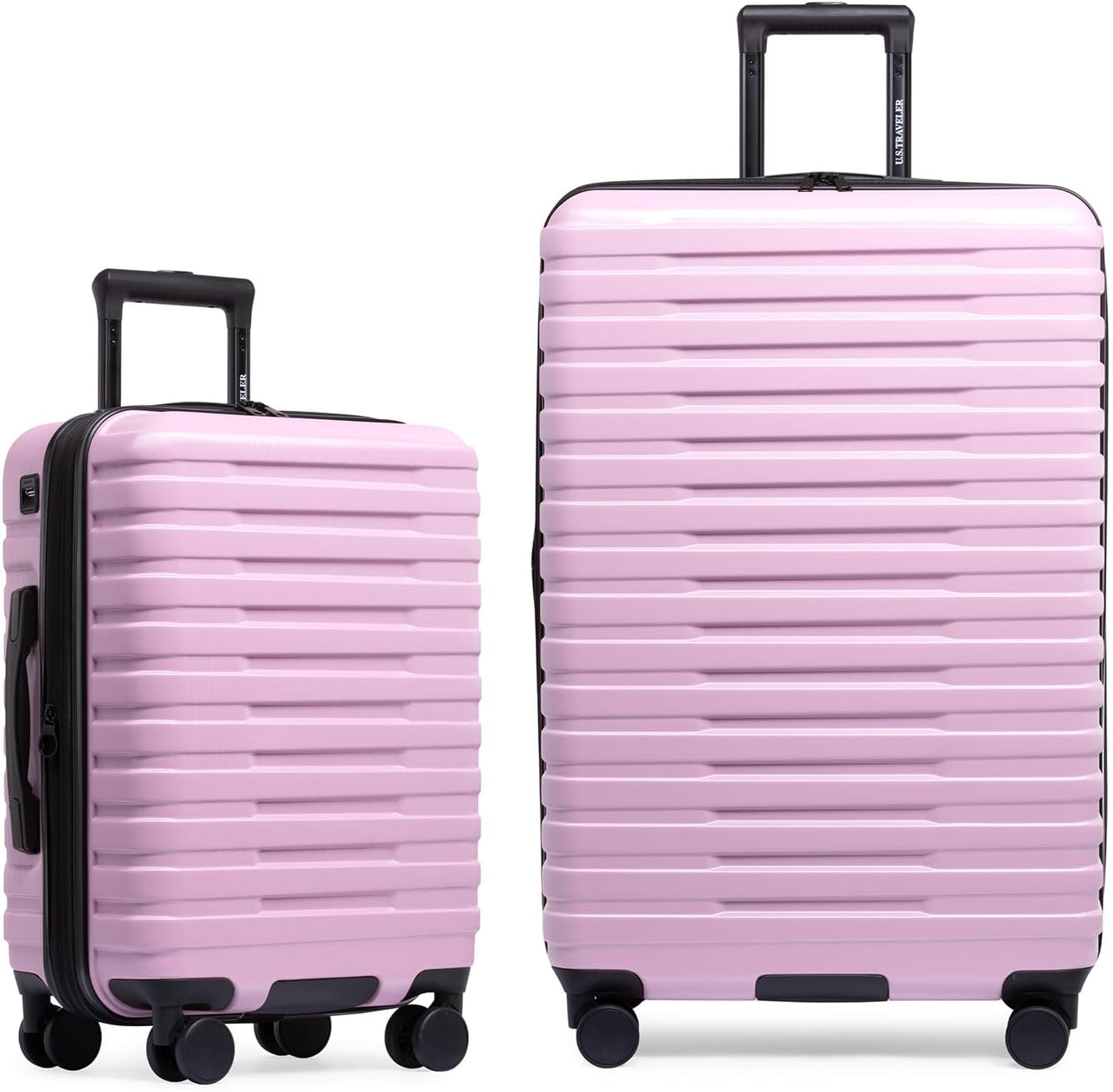 U.S. Traveler Boren Hardside Spinner Luggage With Aluminum Handle, Lavender, 2-Piece Set
