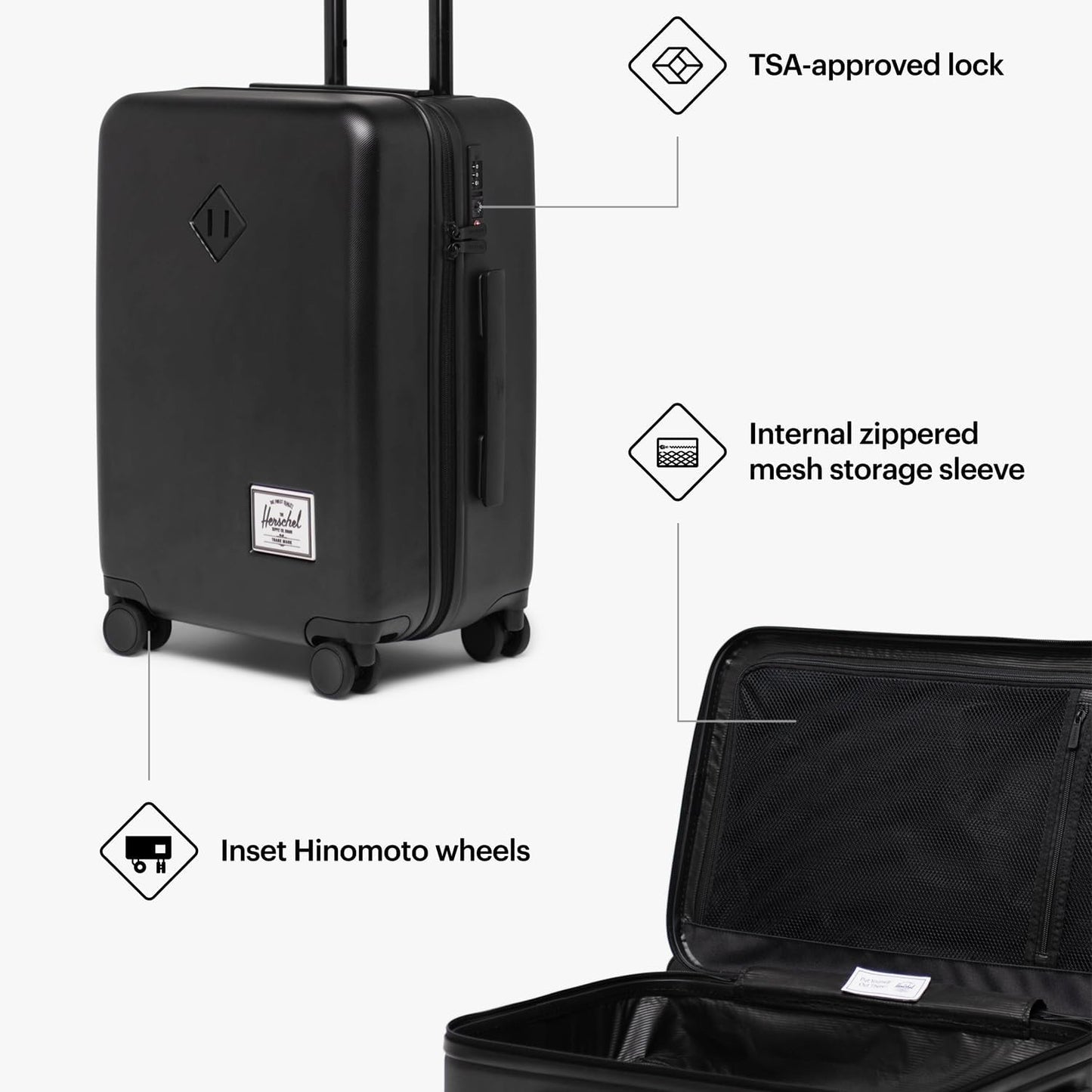 Herschel Supply Co. Heritage Hardshell Luggage, Black Gradient, Large-32 Inch