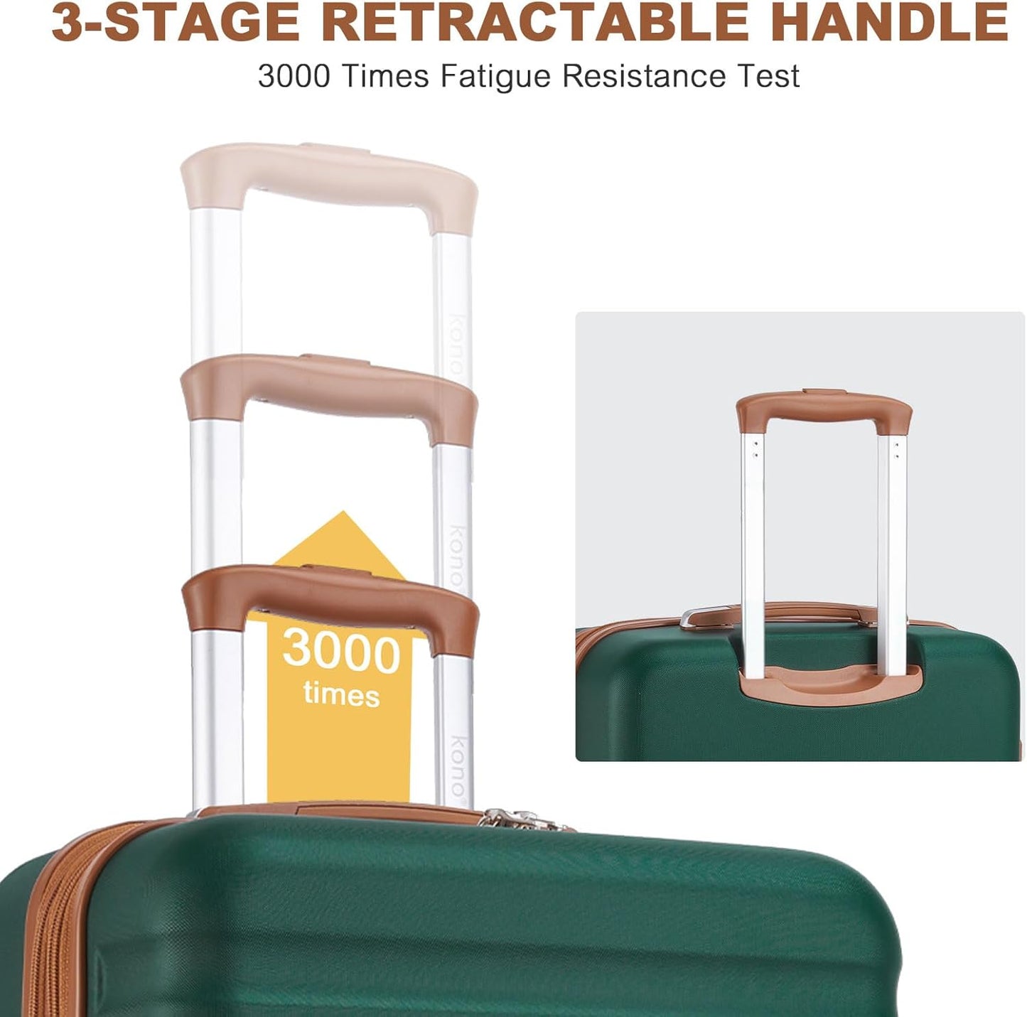 Kono Medium Sized Checked Luggage, 24 Inch Expandable with Spinner Wheels, TSA Lock, ABS + PC Lightweight Travel Suitcase with Larger Capacity and Lighter Weight, Green