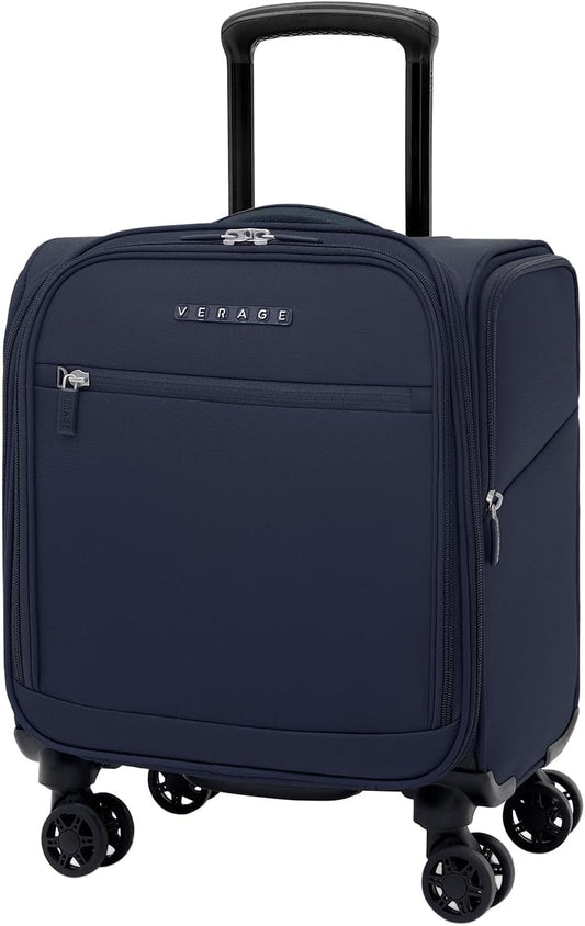 Verage Under Seat Luggage with Wheels, Softside Small Suitcase Spinner Carry On Luggage Bags for Airlines Airplanes Short Trip Men Women (Navy, 14.5-Inch Plus Underseat)