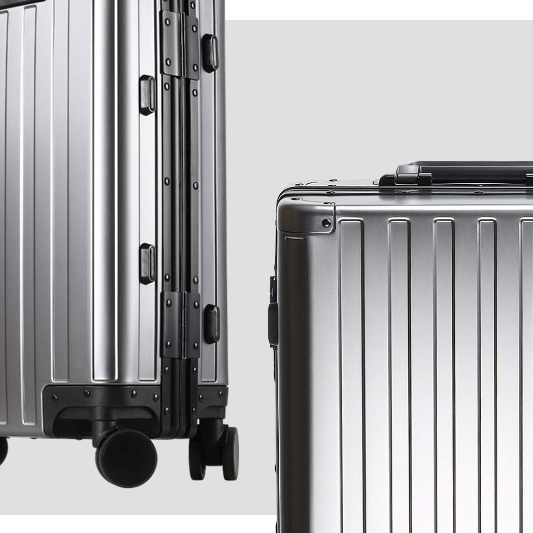 Carry-On Hardside Suitcase: Full Aluminum HardShell Luggage with TSA Lock & Spinner Wheels for Business Travel - Crush-Resistant & Burst-Proof - Gunmetal Gray