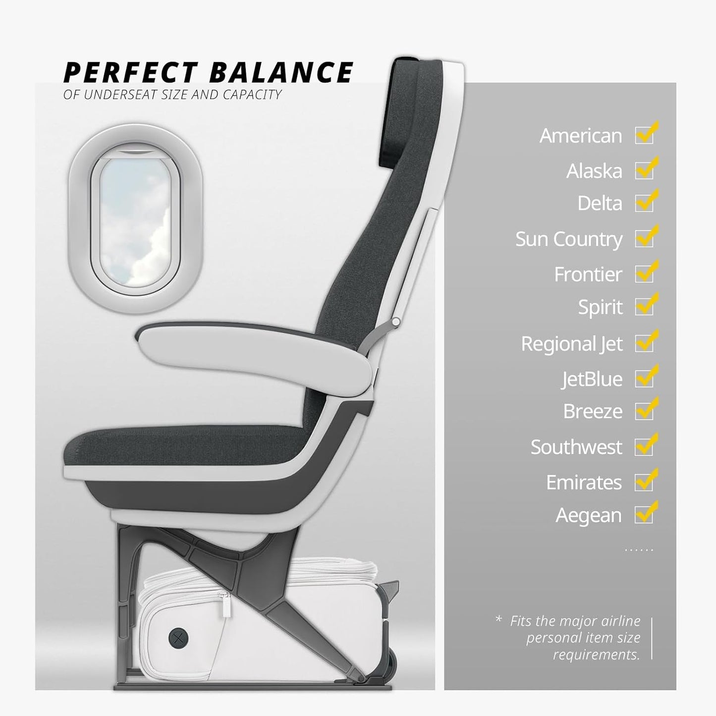 Verage Under Seat Luggage with Wheels, Softside Expanable Small Suitcase Carry On Luggage Bags for Airlines Airplanes Short Trip Men Women (Cloud Gray, 16-Inch Rolling Underseat)