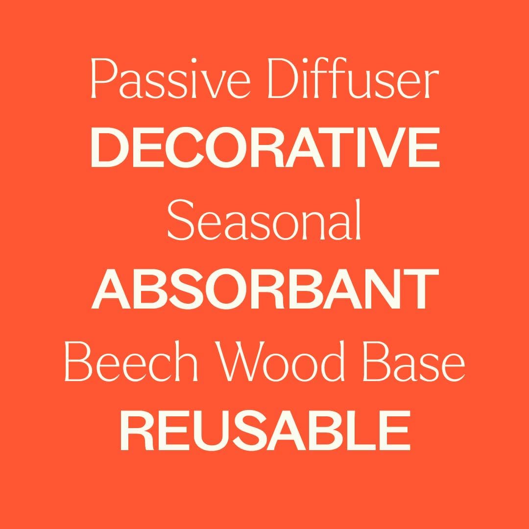 Plant Therapy Pumpkin Passive Diffuser for Fall, Porous, Unglazed Pumpkin & Natural Beech Wood Base, Add Essential Oils for a Soft Scent, Fun & Cheerful Holiday Décor