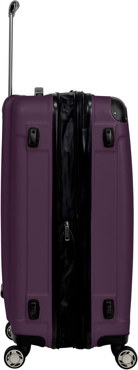 Kenneth Cole REACTION Renegade Luggage Expandable 8-Wheel Spinner Lightweight Hardside Suitcase, Midnight Plum, 28-Inch Checked