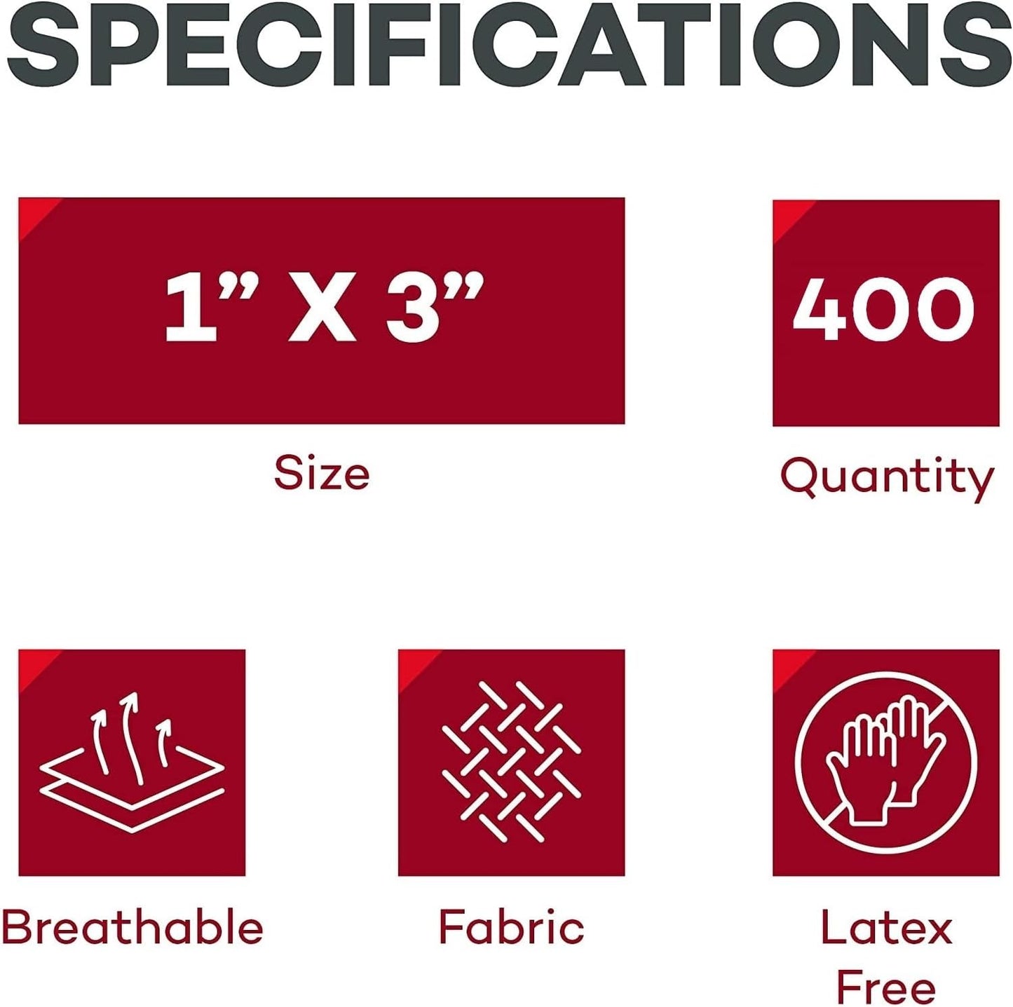 Dealmed Sterile Flexible Fabric Adhesive Bandages – 1x3 Inch – 100/Box - 4 Boxes - Breathable First Aid Strip Pack - Soft Stretch Wound Patch for Medical, Emergency Kits & Clinic