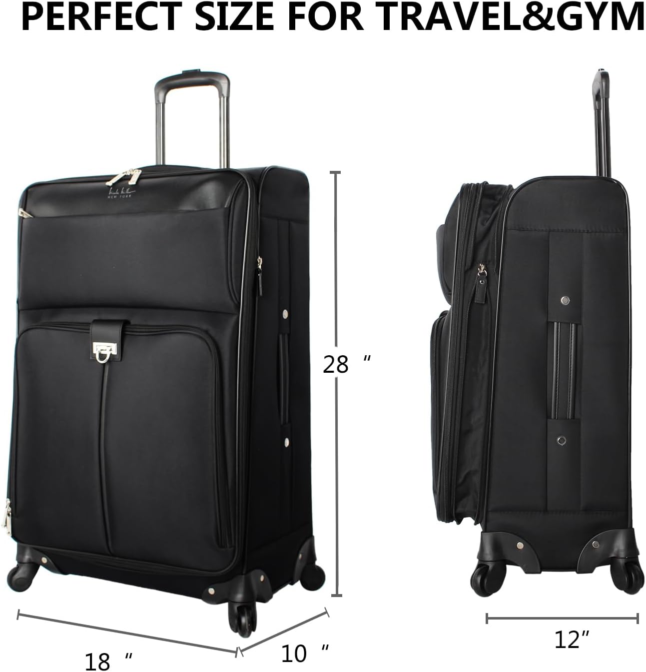 Nicole Miller Carry on Luggage Collection - Large 28 Inch Expandable Softside Suitcase - Lightweight Checked Bag With 4-Rolling Spinner Wheels