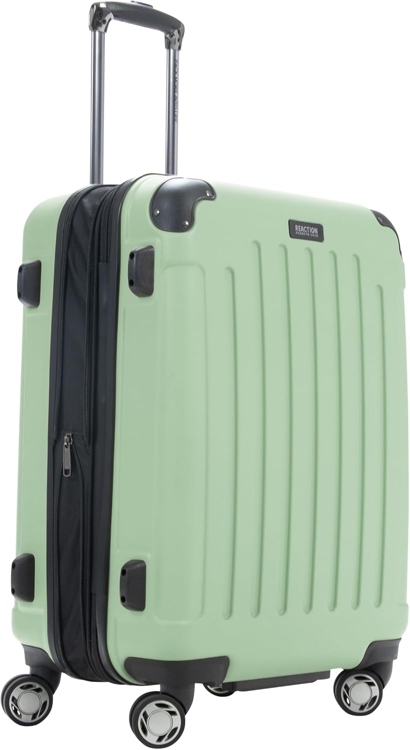 Kenneth Cole REACTION Renegade Luggage Expandable 8-Wheel Spinner Lightweight Hardside Suitcase, Seafoam, 24-Inch Checked