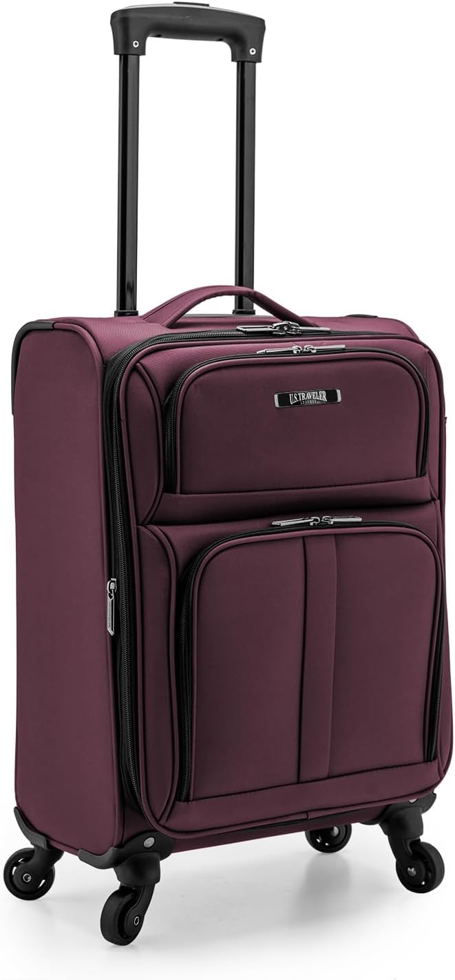 U.S. Traveler Anzio Softside Expandable Spinner Luggage, Burgundy, Carry-on 22-Inch