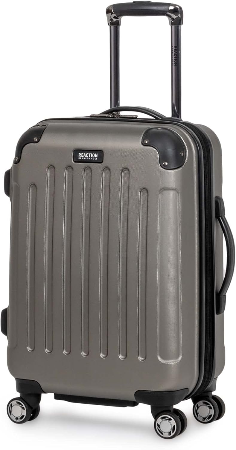 Kenneth Cole REACTION Renegade Luggage Expandable 8-Wheel Spinner Lightweight Hardside Suitcase, Silver, 20-Inch Carry On