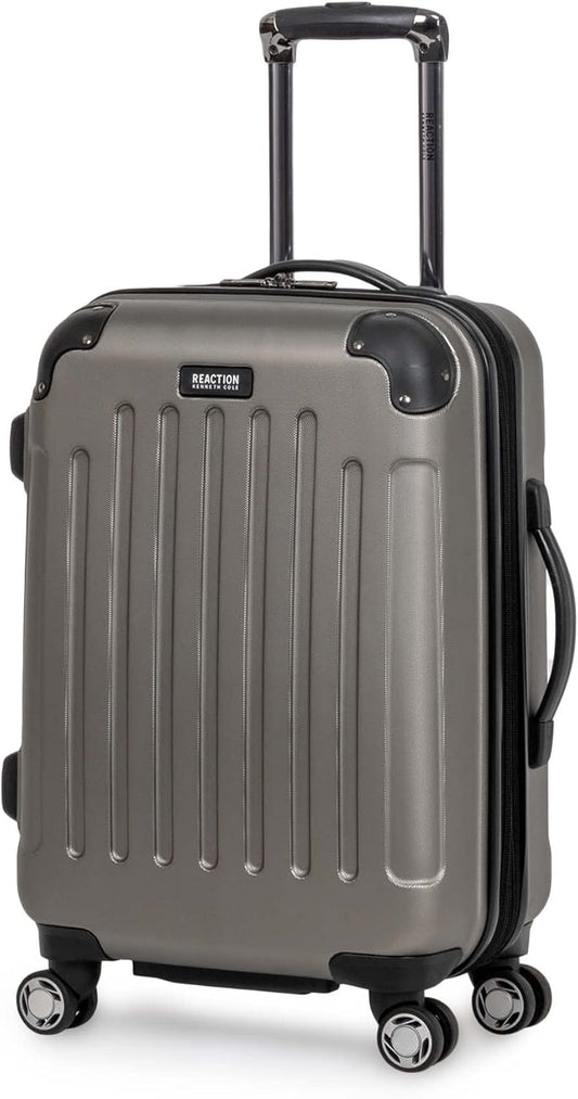 Kenneth Cole REACTION Renegade Luggage Expandable 8-Wheel Spinner Lightweight Hardside Suitcase, Silver, 20-Inch Carry On