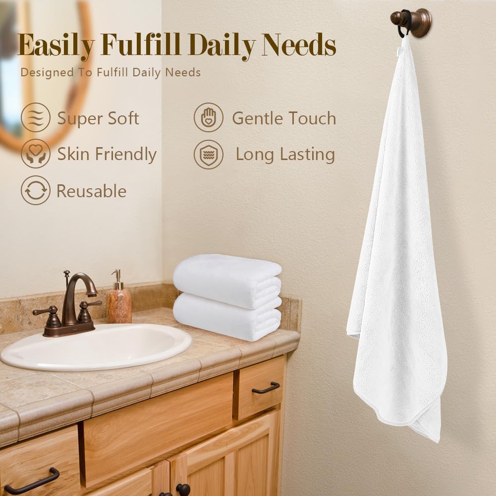 Orighty Bath Towels Pack of 2(27’’ x 54’’) - Soft Feel White Bath Towel, Highly Absorbent Bathroom Towels for Body, Quick Drying, Towel for Sport, Yoga, SPA, Fitness