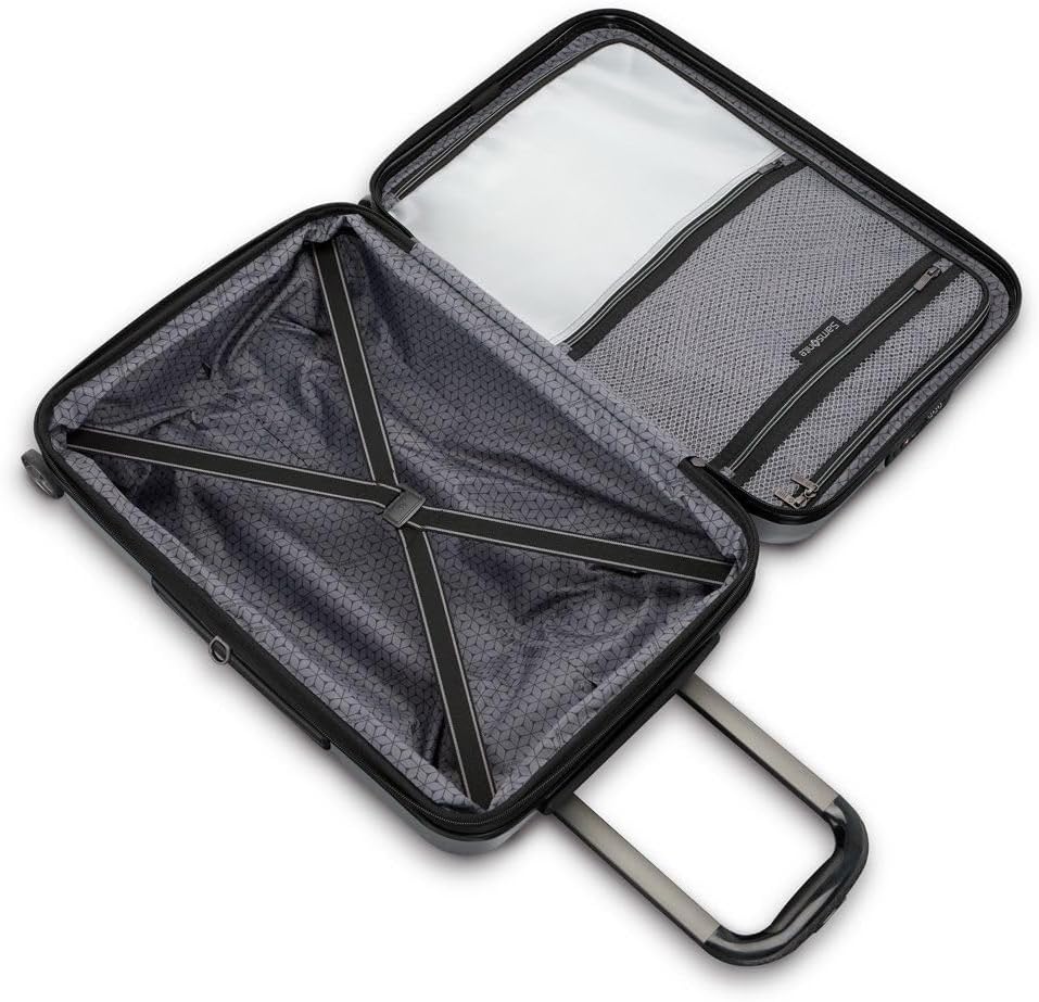 Samsonite Carry-On Pro Front Pocket Hardside Expandable 21-Inch Octiv Luggage: Durable & Impact Resistant, 360° Aero Trac Spinner Wheels, Adjustable Telescopic Handle, TSA Approved Lock - Silver