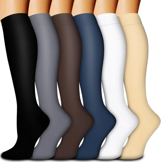 Bluemaple Compression Socks for Women & Men Circulation (6 Pairs) 15-20 mmHg is Best Support for Athletic Running Cycling