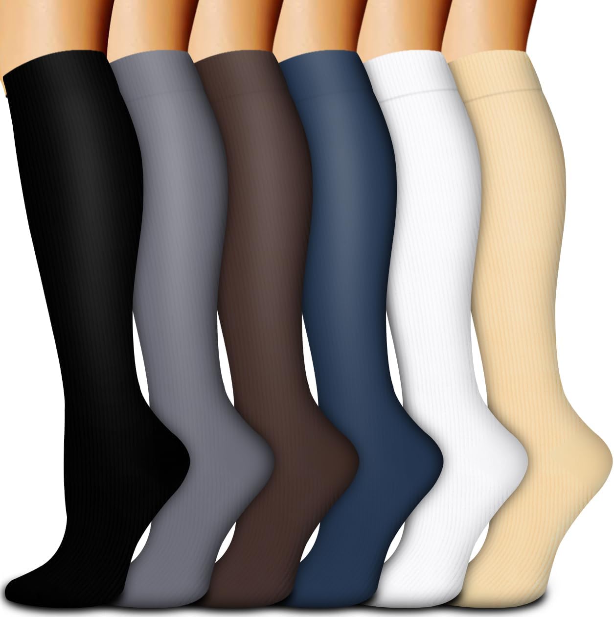 Bluemaple Compression Socks for Women & Men Circulation (6 Pairs) 15-20 mmHg is Best Support for Athletic Running Cycling
