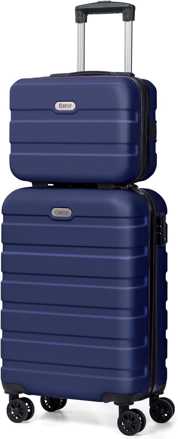 AnyZip Carry On Luggage 2PCS Luggage Set PC ABS Hardshell Lightweight Suitcase TSA Lock with 4 Spinner Wheels（14/20, Dark Blue）