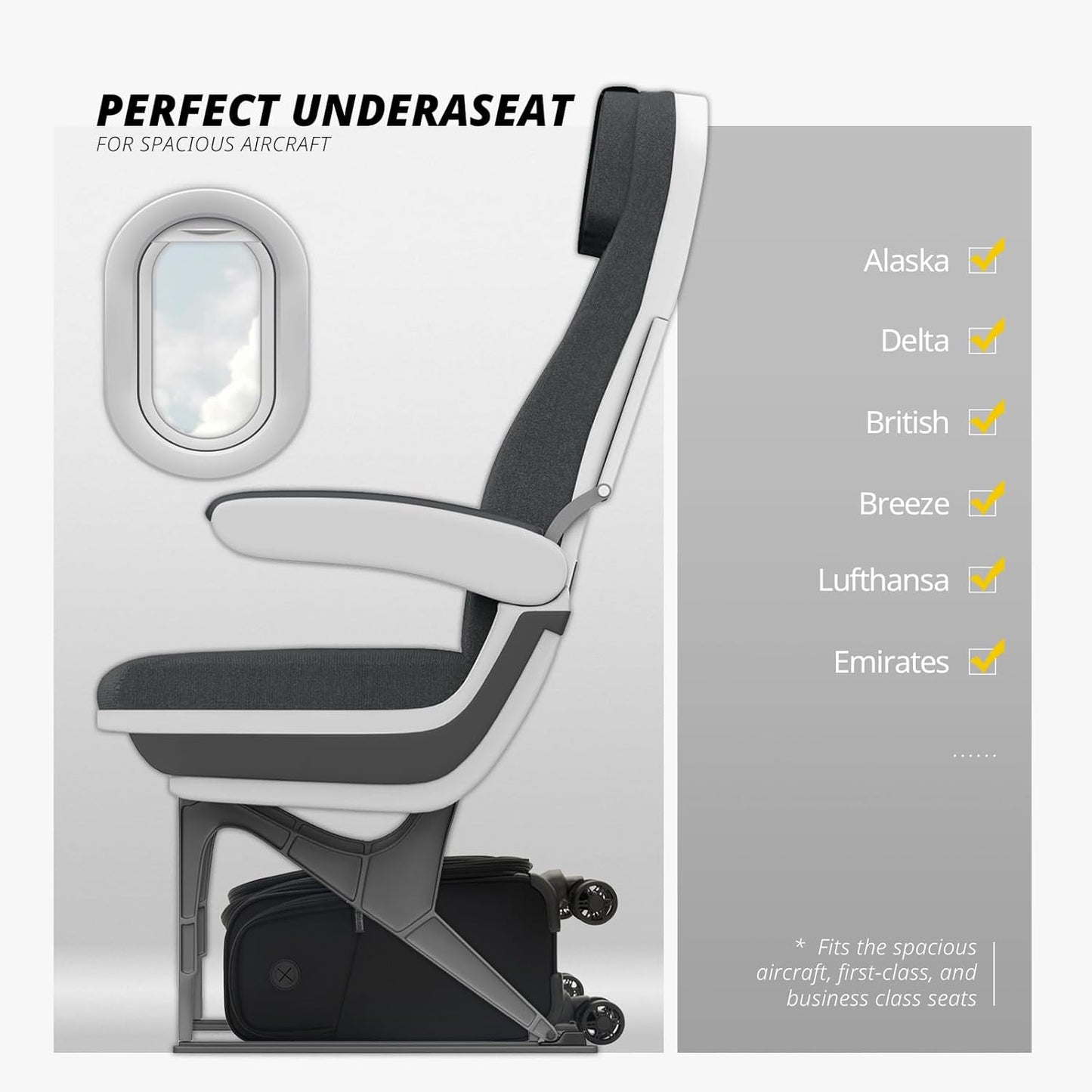 Verage Under Seat Luggage with Wheels, Softside Small Suitcase Spinner Carry On Luggage Bags for Airlines Airplanes Short Trip Men Women (Black, 14.5-Inch Plus Underseat)