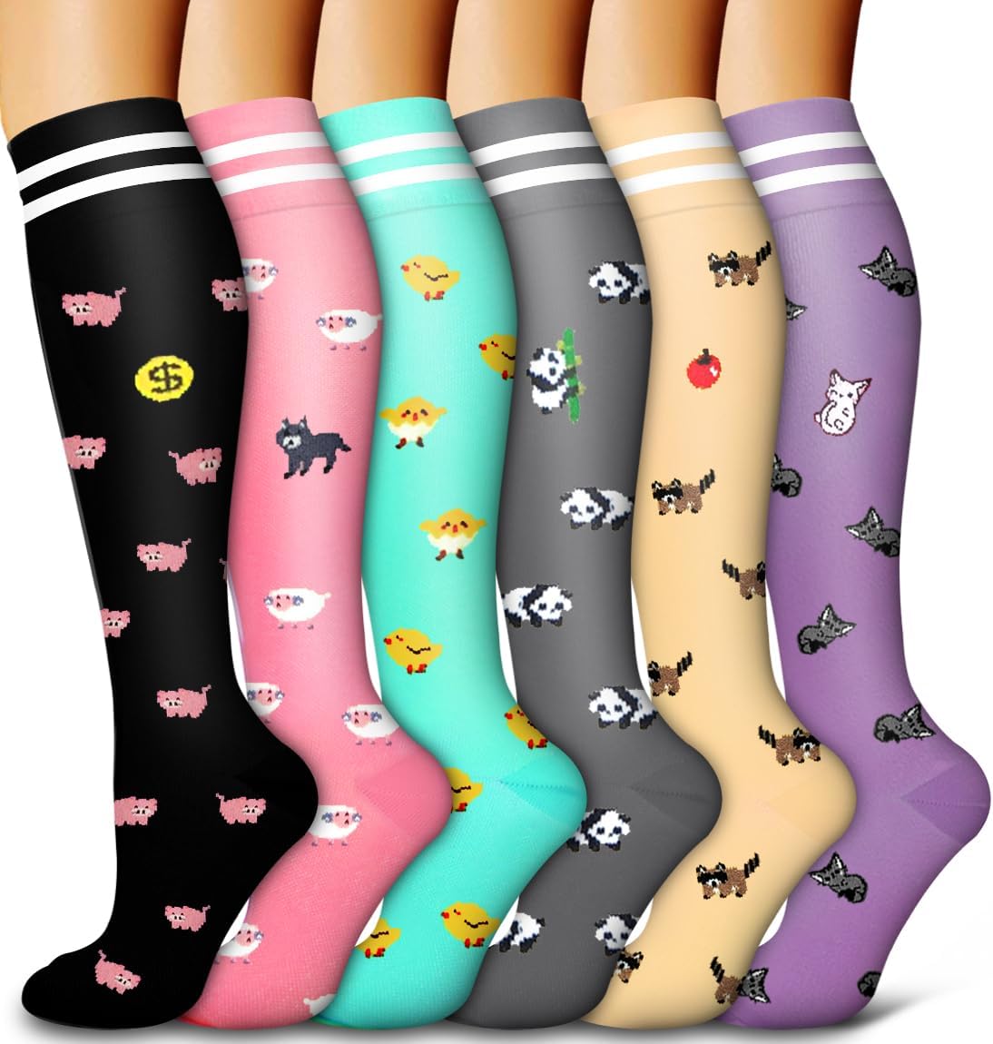 6 Pack Copper Compression Socks for Women and Men Circulation-Best Support for Medical, Running,Nursing,Athletic