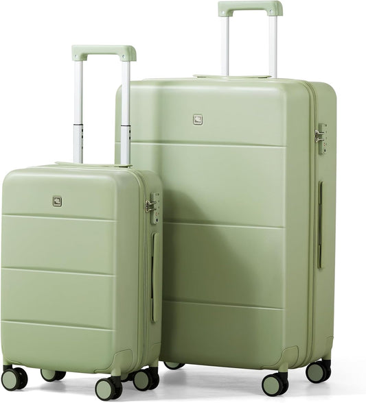 Hanke Luggage Sets 2 Piece with Spinner Wheels, 20/28 Inch Hard Shell Suitcases Set TSA Approved Luggage Travel Rolling Large Luggage(Bamboo Green)