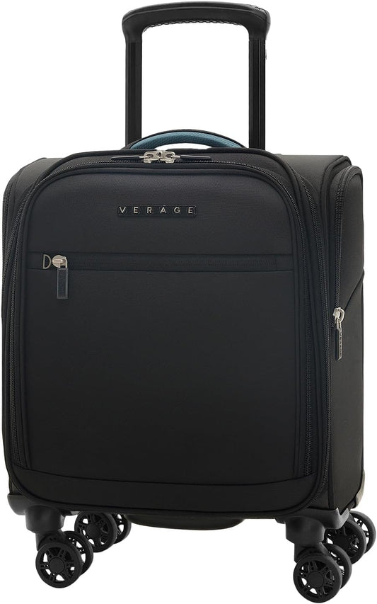 Verage Under Seat Luggage with Wheels, Softside Small Suitcase Spinner Carry On Luggage Bags for Airlines Airplanes Short Trip Men Women (Black, 14-Inch Underseat)