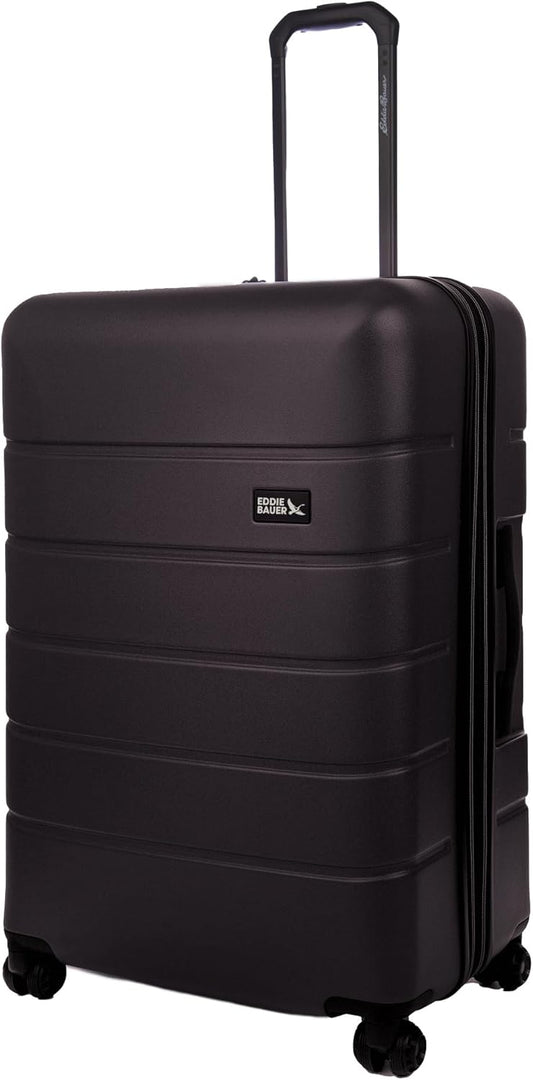 Eddie Bauer Glacier Checked 30" Luggage | Hardside | Spinner Wheels | Expandable | Lightweight | Travel Essentials - Carbon Grey