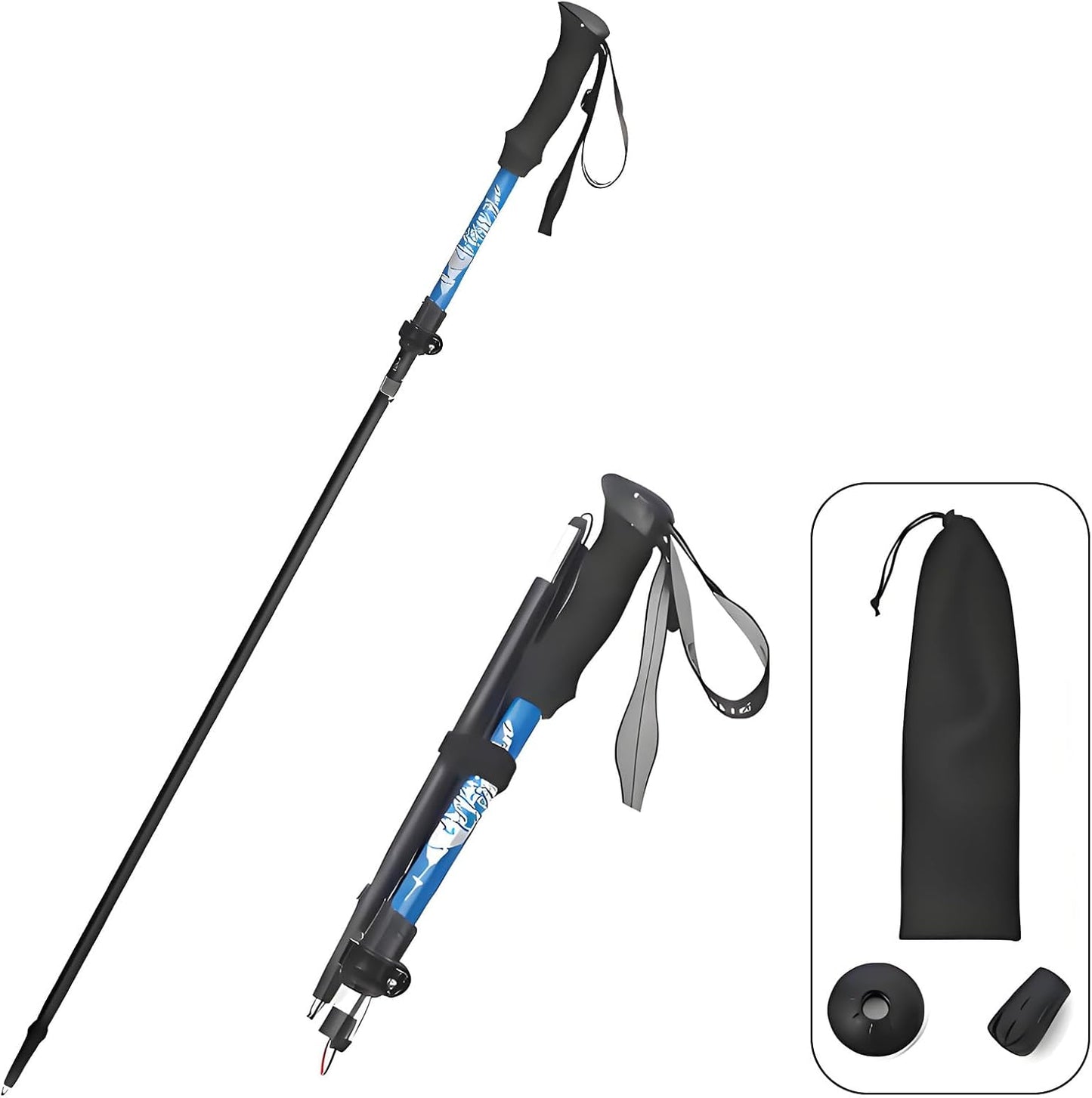 Aluminum Collapsible Ultralight Travel Trekking Hiking Poles Djustable Height,Walking Sticks with Quick Lock System, Telescopic, Camping for Men and Women