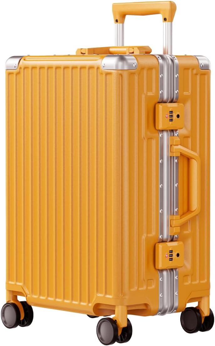 AnyZip Carry On Luggage PC+ABS Aluminum Frame Zipperless Luggage Hard Shell Suitcase with TSA Lock Double Spinner Wheels 20 Inch Orange