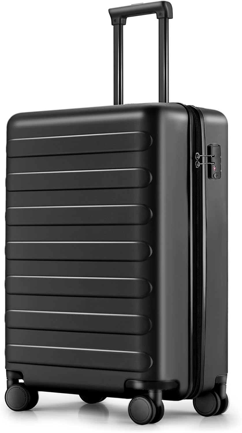 NINETYGO Carry On Luggage 22x14x9 Airline Approved, 20 Inch Luggage with Smooth Spinner Wheels, Lightweight, Hard Shell PC Suitcase Carry-On, Travel Luggage, TSA Approved (Black, Rhine Basic)