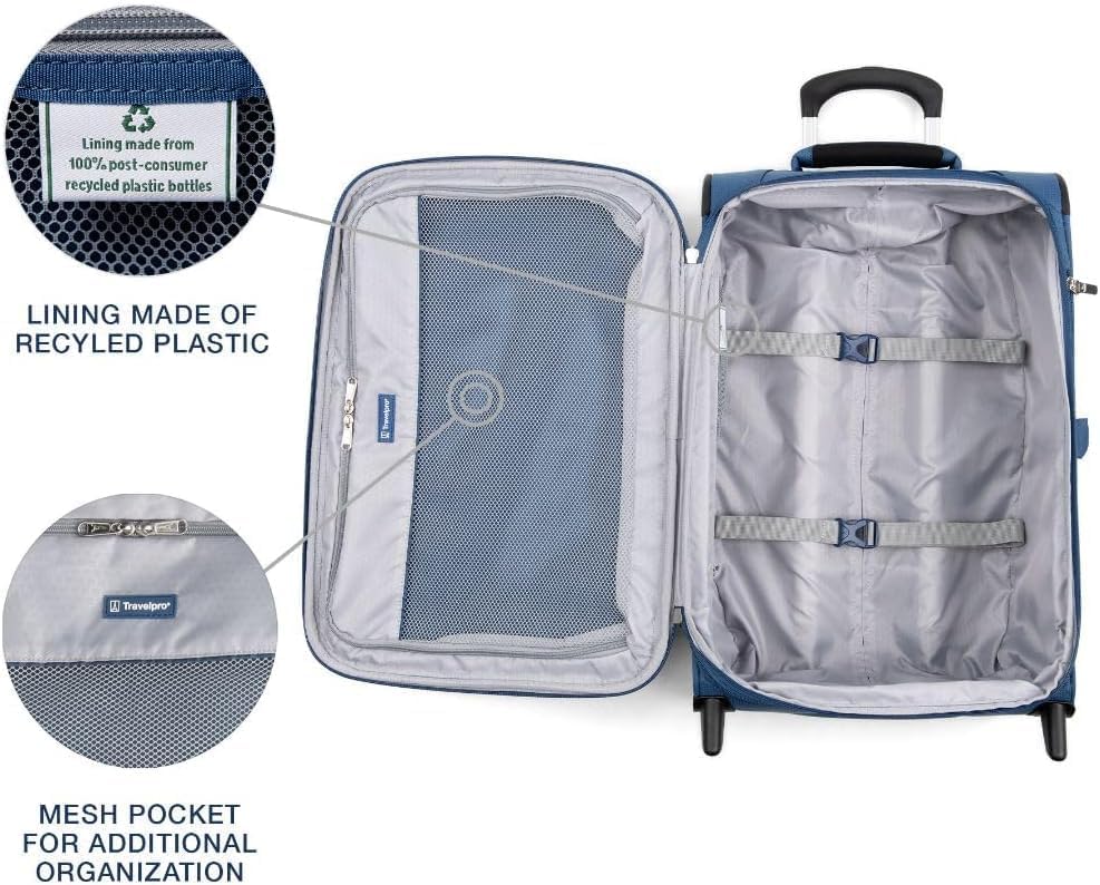 Travelpro Maxlite 5 Softside Expandable Upright 2 Wheel Checked Medium Luggage, Lightweight, 26-Inch — Ensign Blue