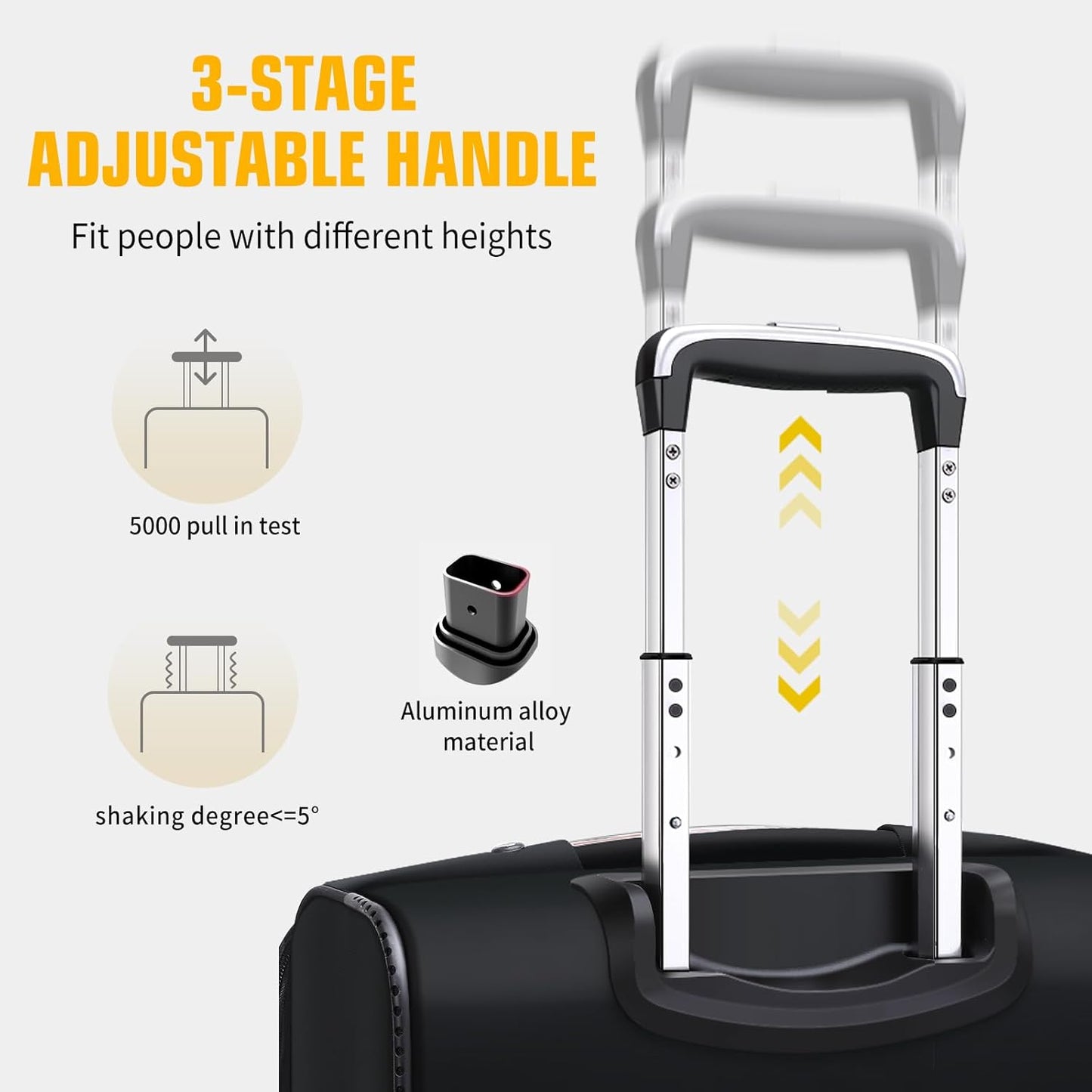 Laduga Softside Expandable Luggage with Large Steel Wheels Checked-Luggage Suicase (Black, 25-Inch)