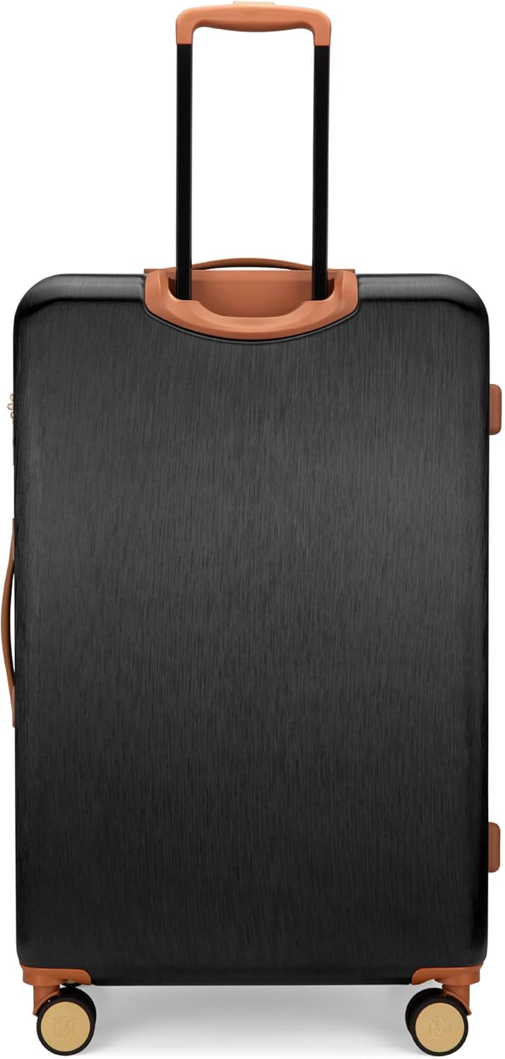 Badgley Mischka Grace 3 Piece Polycarbonate-ABS Expandable Retro Luggage Set (Black)