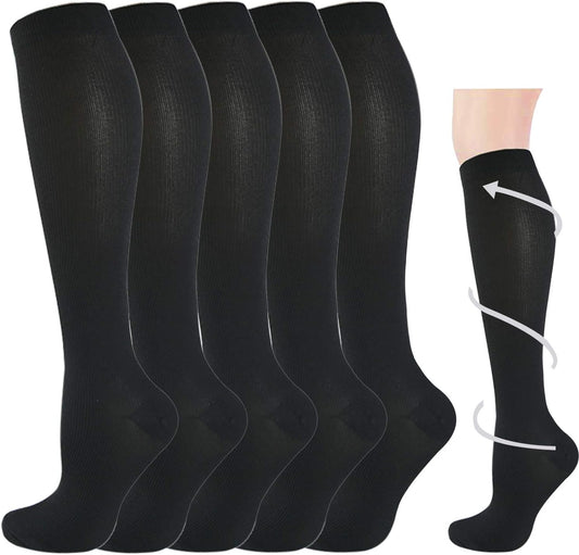Graduated Compression Socks for Women&Men 20-30mmhg Knee High Socks Travel Hiking Running Stocking
