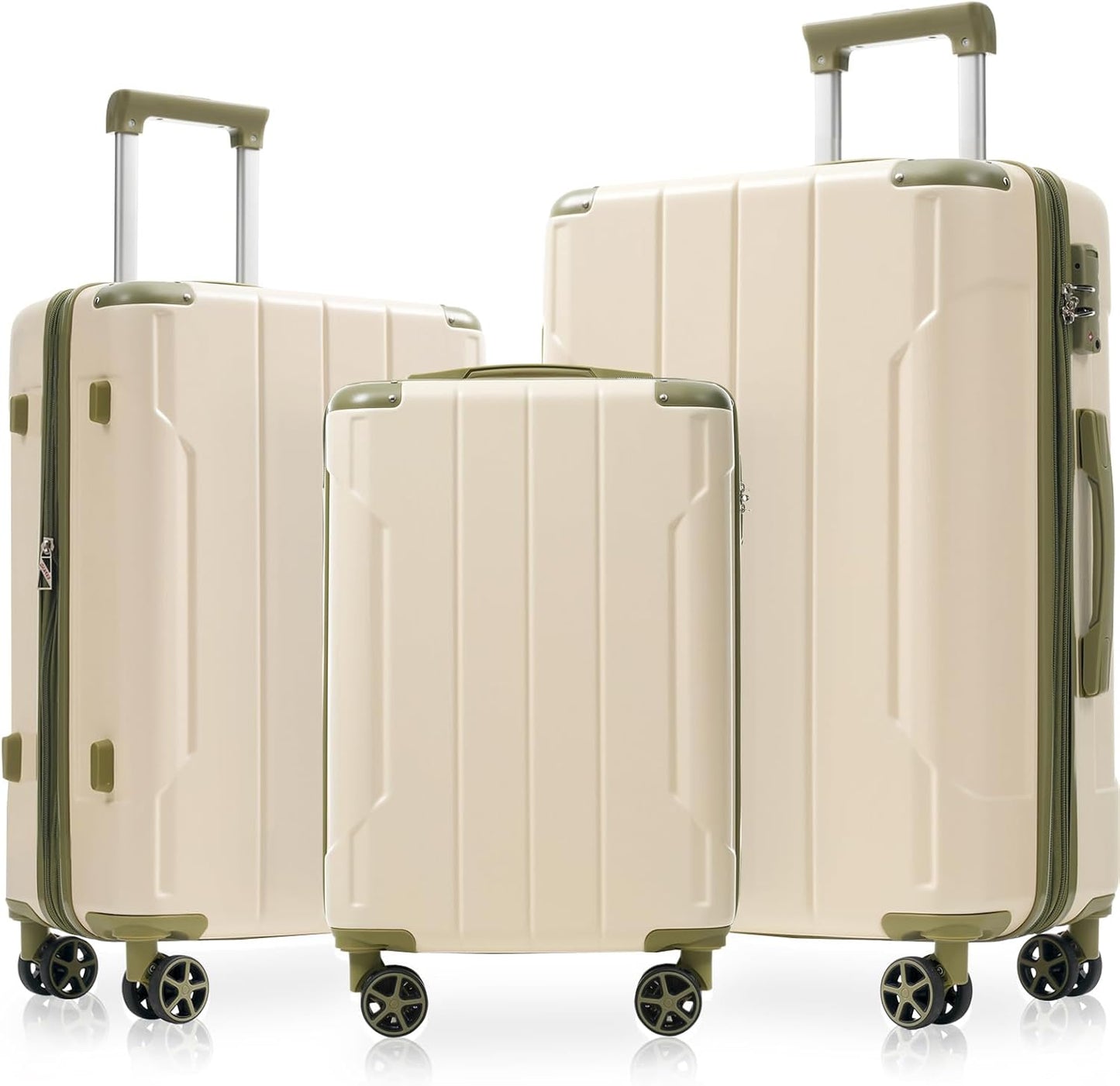 Merax Luggage Set 3 Piece Hardshell Suitcases with Spinner Wheels, TSA Lock, Lightweight Travel Luggage 20" Carry On 24" 28" Expandable Checked for Family Trips