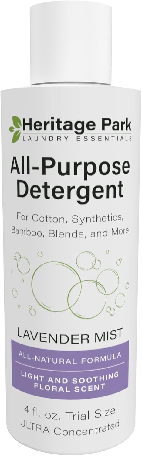 Heritage Park Luxury Laundry Detergent | Dermatologist Tested Plant based Natural & Enzyme Laundry Detergent | Sensitive Skin Friendly - Lavender Mist (4 fl oz Trial Size)
